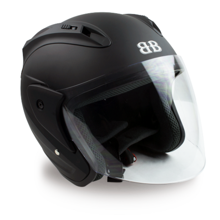 BANCY 오픈페이스 오토바이 헬멧 투명실드 Y1, 무광블랙