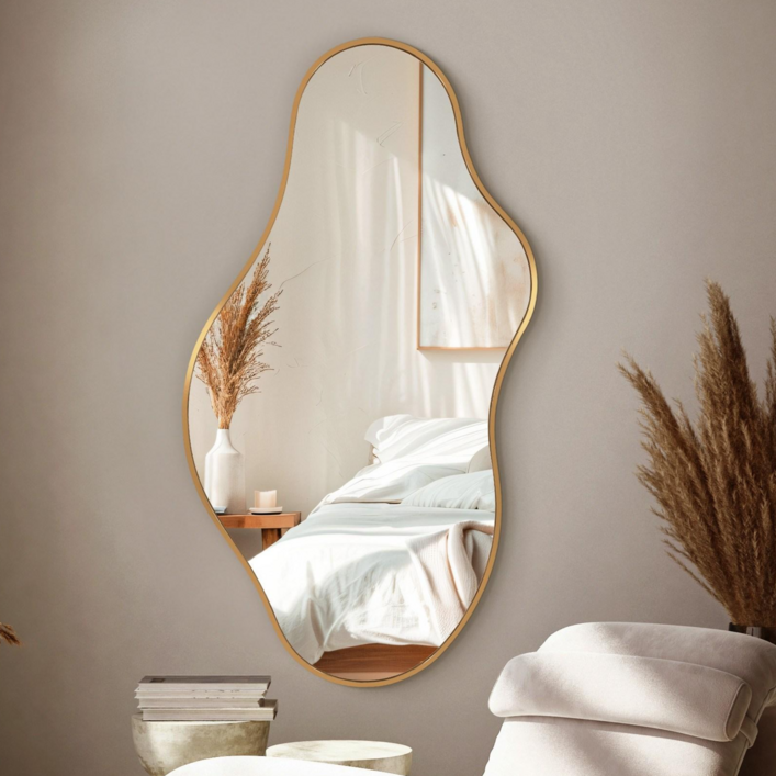 Fahomiss 비정형 깨지지 않는 유리 거울 인테리어 벽 거울 현관 안전 거울