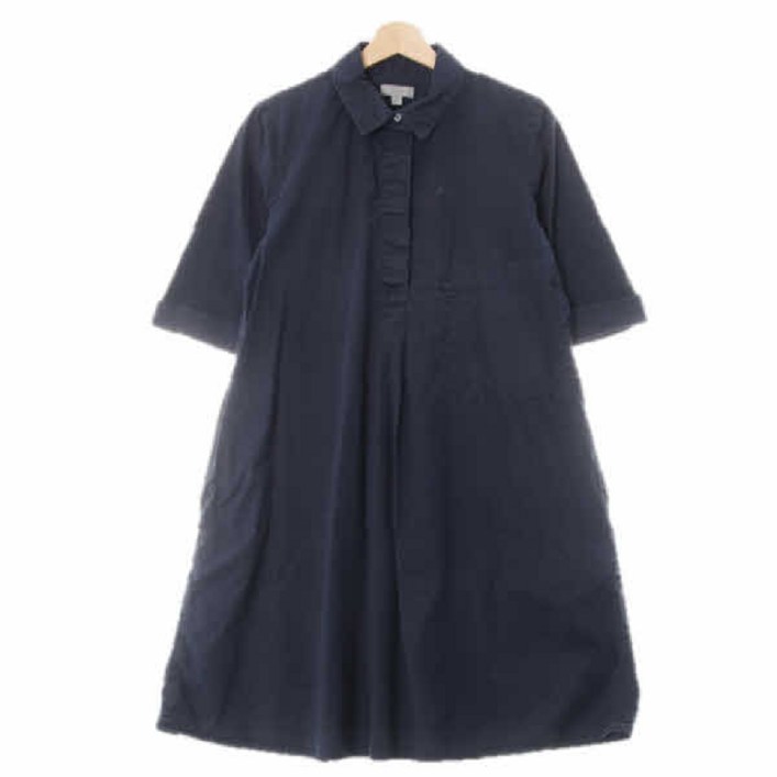 5840 COS빈티지네이비 면혼방 롤업반소매셔츠루즈핏원피스 16584a