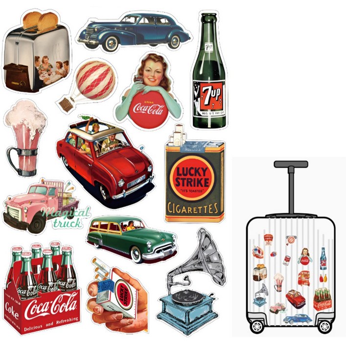 아몽스타 레트로 복고 빈티지 다꾸 캐리어 방수 스티커