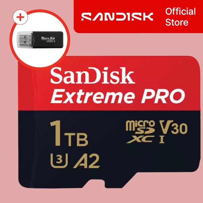 샌디스크 액션캠 호환 SD카드 고프로 히어로11 인스타360 X4 X3 AcePro DJI 오즈모 액션 포켓 micro 메모리카드  마이크로 리더기 패키지, 1개, 1TB