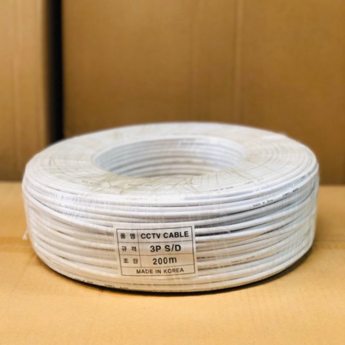 천지 cctv 영상 케이블 CCA 3C 백색 200M, 1롤, CCTV CABLE