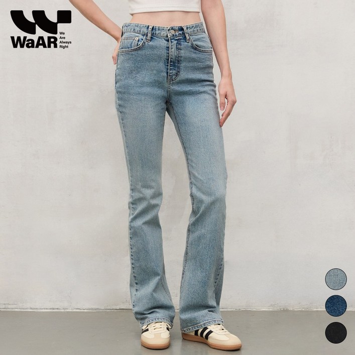WAAR W52 롱 세미 부츠컷 데님 팬츠 숏버전 추가 국내제작 와르 키작녀