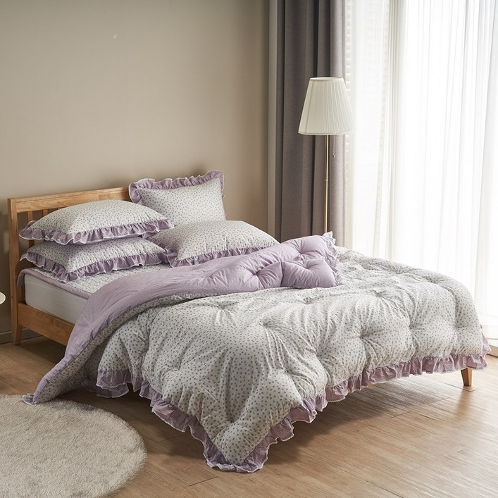 휴미인 국산 광목 순면 프릴 차렵 세트 솜 침구류호텔 라일락 네이비 이불브랜드 홈쇼핑 몰리