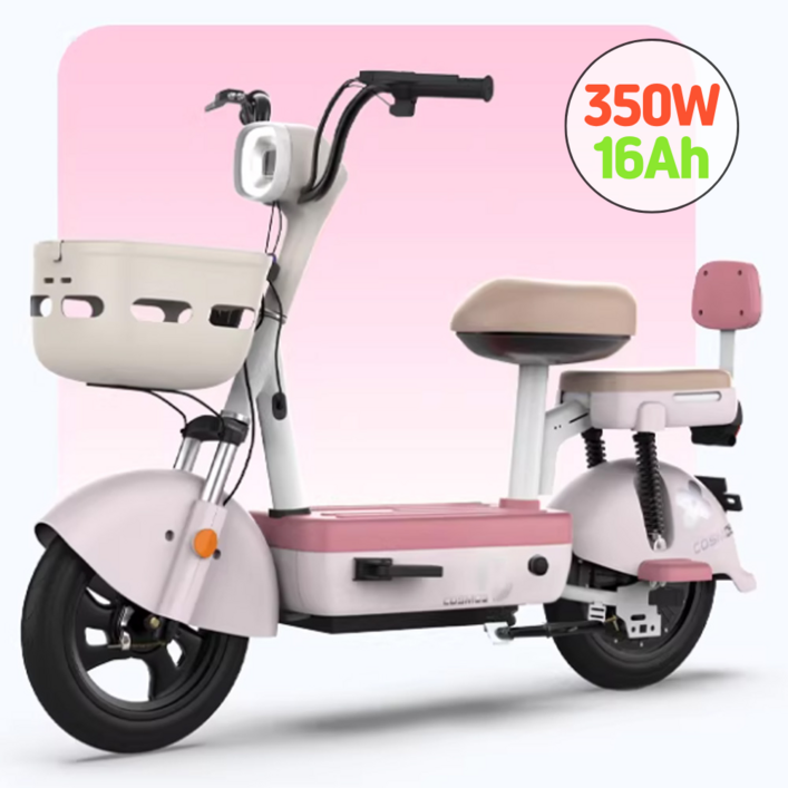 케이바이크 전기자전거 전동 미니벨로 리튬 배터리 출퇴근 배달, 핑크, 경량스틸