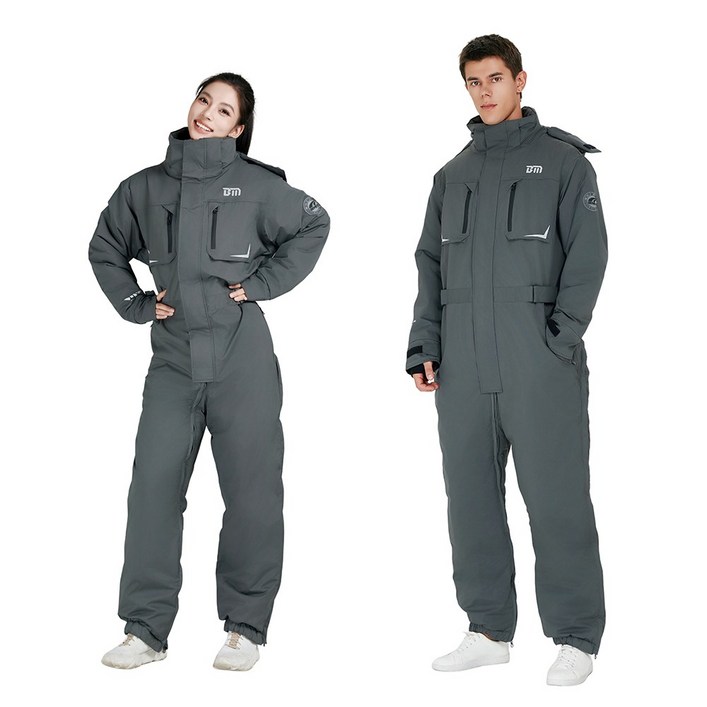 ZHINUO 지누오  오토바이 방풍복 패딩 우주복 일체형 스즈끼복 겨울 작업복 배달 방한복 라이딩 낚시복 스키복 허리 저퍼 허리 조절