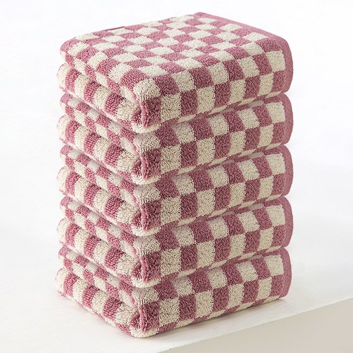 록신 데일리 체크 세면타월  40수 코마사 호텔수건 타월 부드러운 수건