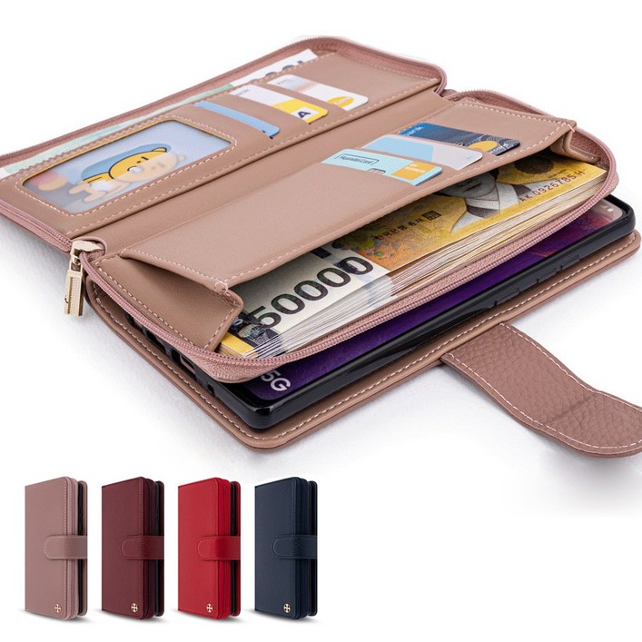 갤럭시S20플러스 천연가죽 지퍼 지갑 케이스 빈센트