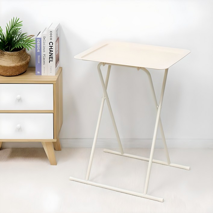 팬물산 이지라이프 스퀘어 접이식 보조테이블, 아이보리