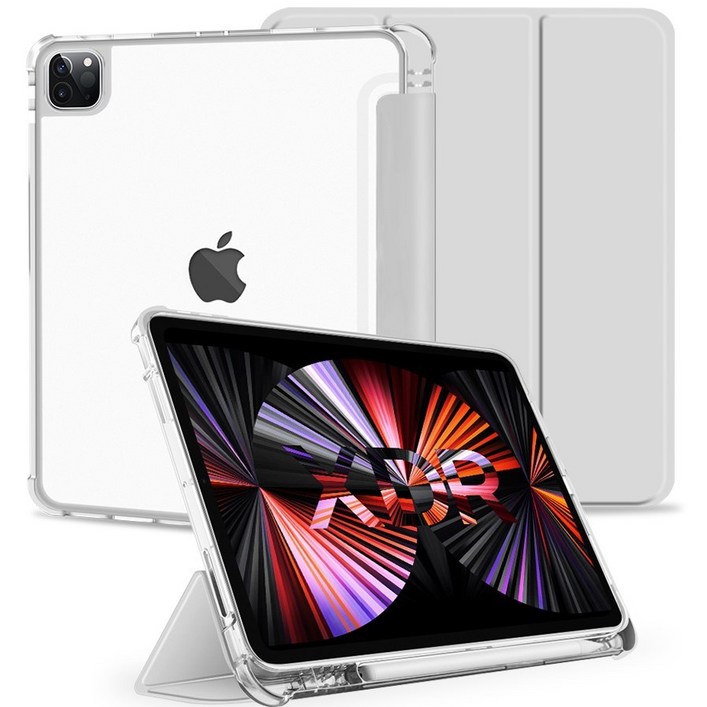 원더글라스 클리어 에어 쉴드 펜슬 수납 케이스, 라이트 그레이