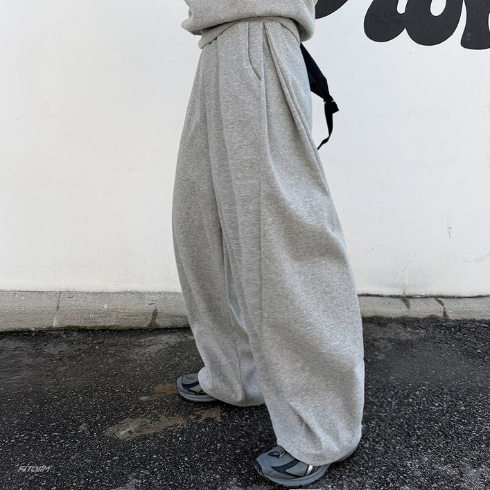 FITOJIM 남자 사이드 핀턱 옆트임 와이드 팬츠 밴딩 츄리닝 트레이닝 바지