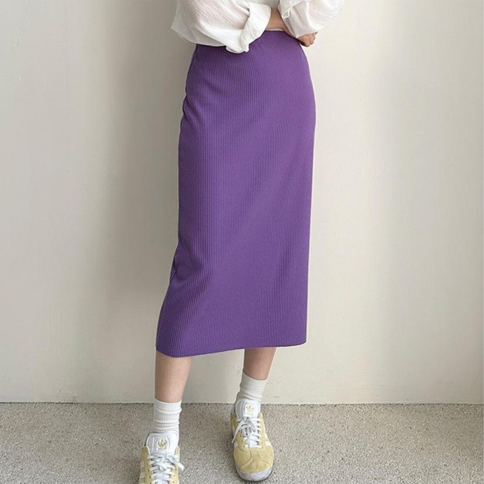 픽앤피크 빅사이즈 신축성이 큰 H라인 스판 골지 롱 스커트 66100