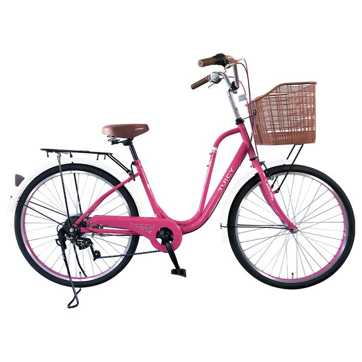 지멘스 자전거 여성 자전거 프레쉬 클래식 자전거 24인치 26인치 7단변속 스테인리스볼트 알루미늄 핸들, 175cm, 1개, 미조립프레쉬26인치핑크화이트