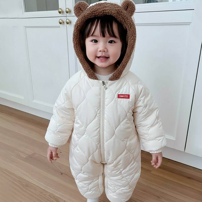몽실이 퍼안감 패딩 방한우주복 아기 아동 겨울 귀달이 외출복 점프슈트 아우터