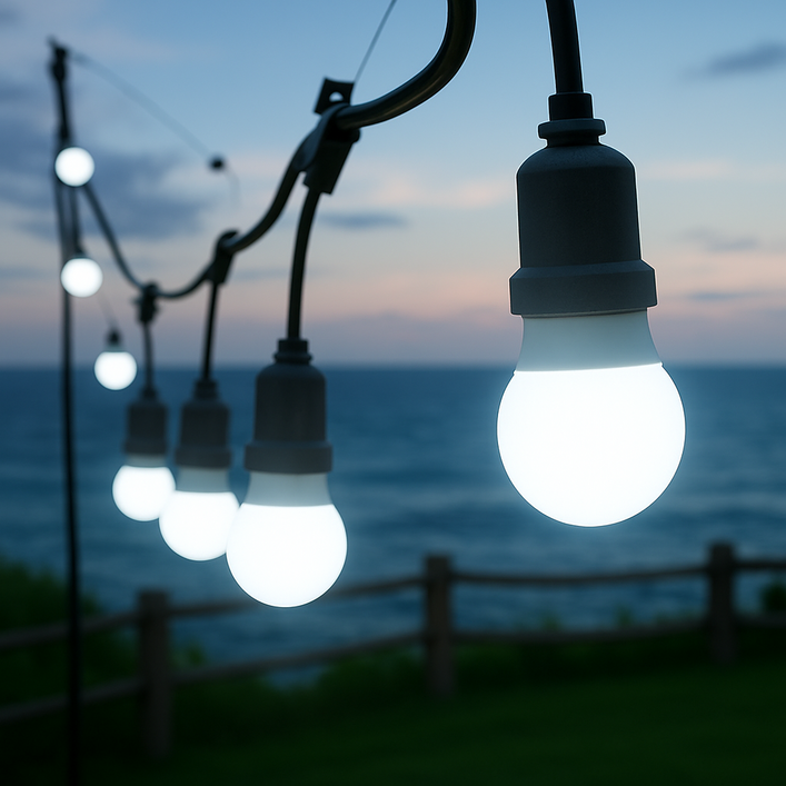 야외용 LED 방수 파티라이트 오징어등 소켓전구 세트, 50세트, 8w 주광색