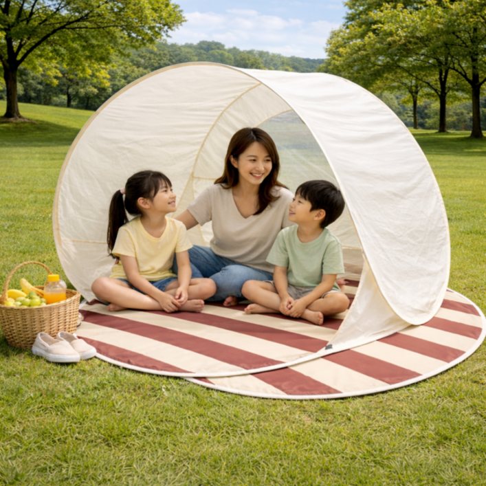 그늘막 텐트 캠핑 비치 야외 한강 낚시 피크닉 원터치텐트 매트리스 포함