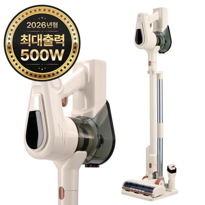 틸루 스톰 2026년형 차이슨 최신형 500W BLDC 무선 스틱 청소기 거치대  다양한 구성품, 아이보리무드