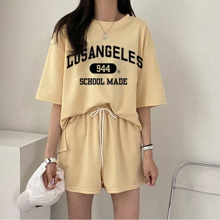 릴리제인 여성용 루즈핏 반팔 반바지 트레이닝복 세트