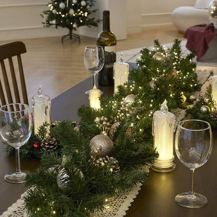 LED 크리스마스 홈파티 테이블 장식 인테리어 가랜드 벽장식 소품, 단일색상 - 쇼핑앤샵
