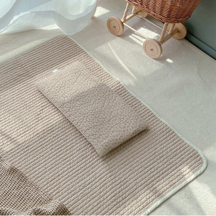 마롤로뜨 100수 순면 누빔 아기 이불 신생아 유아 침대 패드 이불 요, 누빔 패드 이불  베이지