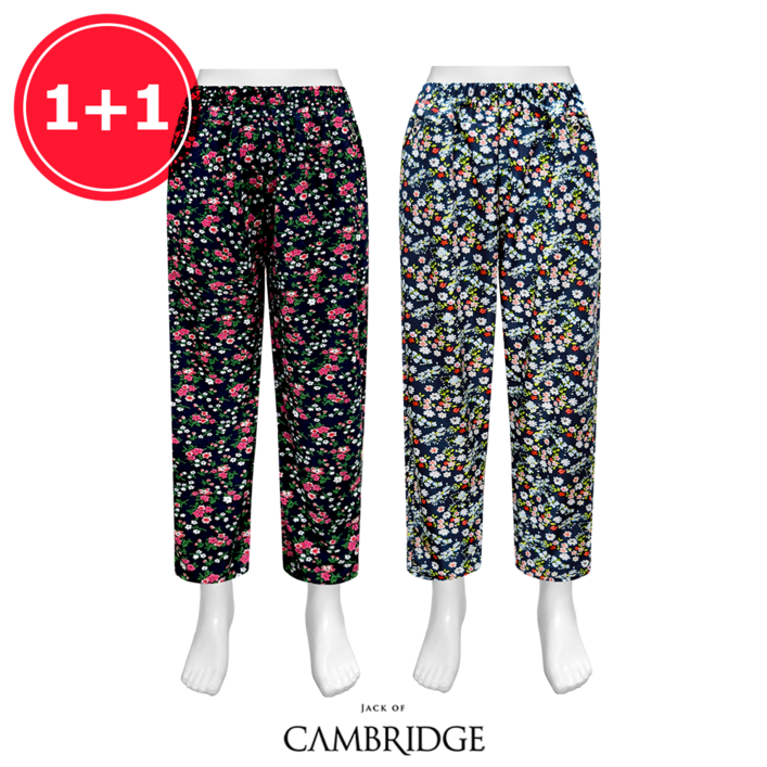 잭오브캠브릿지 여성용 여름 엄마 엄마옷 루즈핏 빅사이즈 일바지 꽃바지 까실이 쿨 아이스 바지 몸빼바지 2p