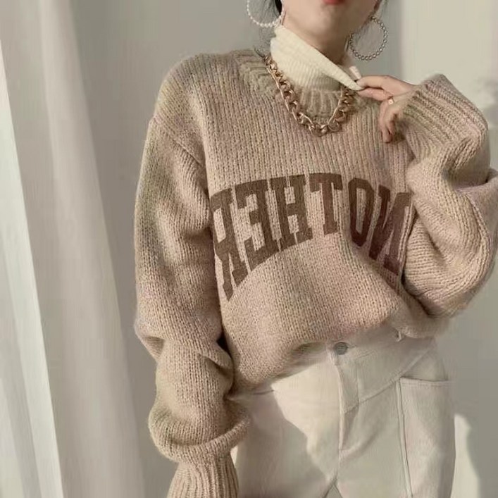 여성 라운드 오버 긴팔 니트clw84a