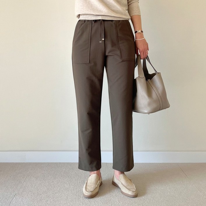 여성 기모 빅포켓 밴딩 슬랙스 2컬러