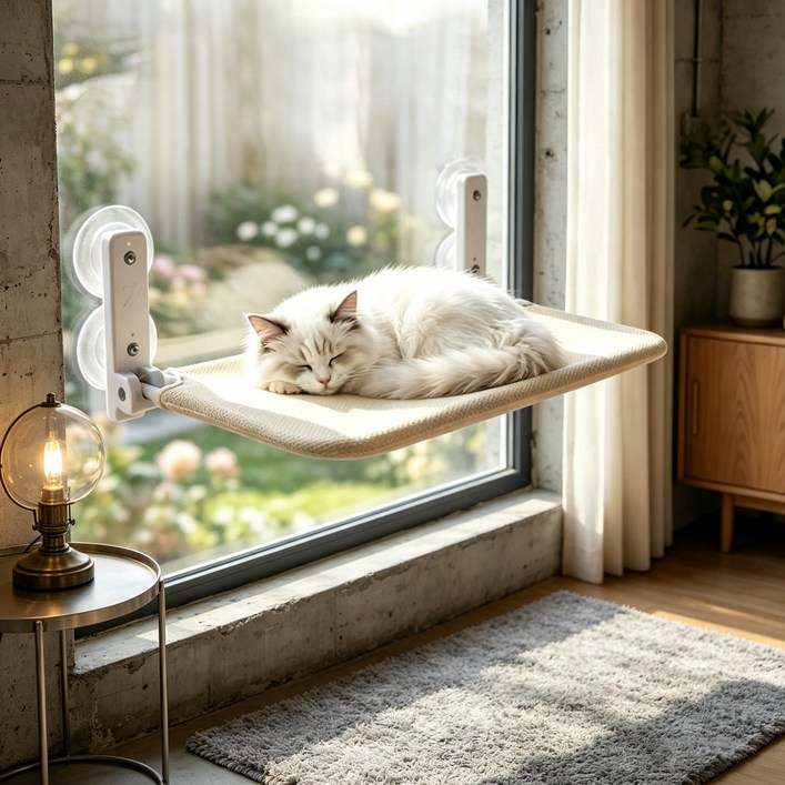 AURRA 고양이 창문 해먹 접이식 대형 창문해먹 고양이해먹 흡착식 캣해먹