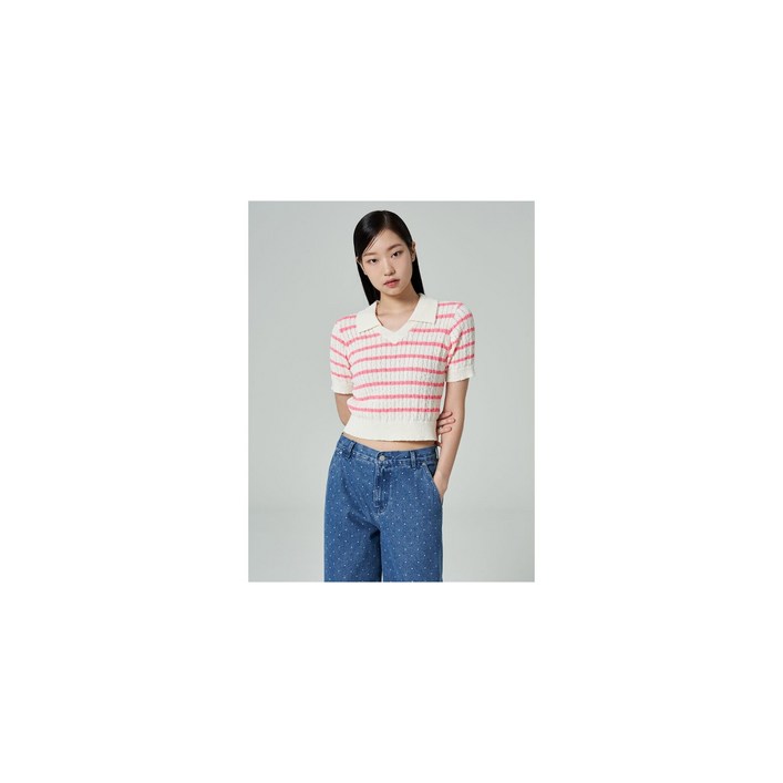 국내정품 에잇세컨즈 스트라이프 브이넥 풀오버 핑크 323851NQ2Y 323851NQ2Y 115186