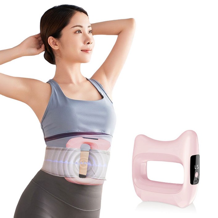 마술사 복근운동기구 무선 마사지링 벨트형 덜덜이 진동벨트 진동운동기구 뱃살빼기 하루15분 몸매관리, 핑크