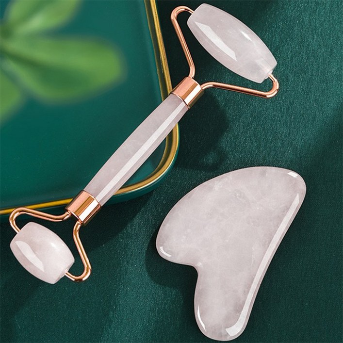 11 로즈쿼츠 괄사 세트 로즈 롤러 하트 마사지 페이스 얼굴 경락 마사지기 림프 다리 안마기 도구 종아리 바디 속살 맛사지 스틱 기구