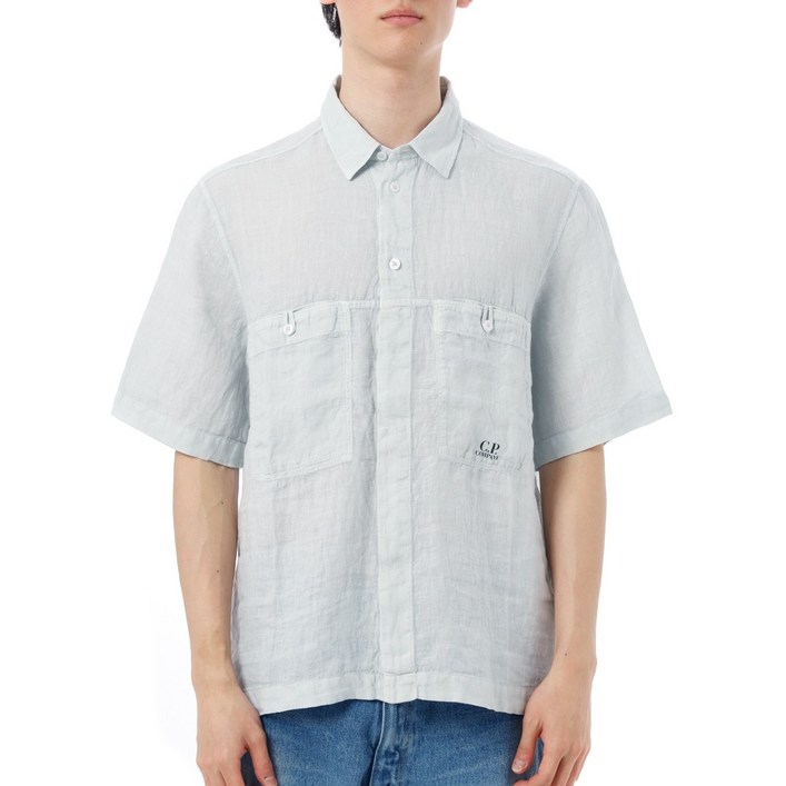 공식정품 CP컴퍼니 반팔티 CP COMPANY 25SS Linen Boxy Short Sleeve Shirt 18CMSH239A 005415G 800 리넨 박시 숏 슬리브