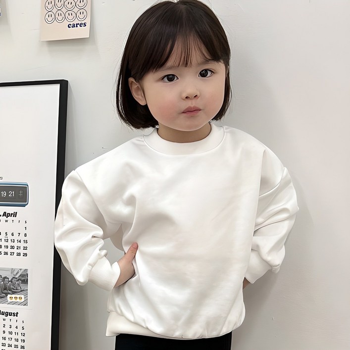 아이스토리키즈 국내산퐁퐁 무지맨투맨아기 유아동티셔츠