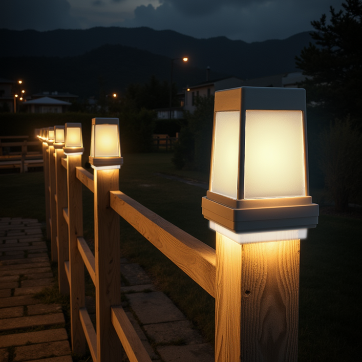프리미엄 감성 태양광 조명 ST321 사각 카페등  문주등  실외 방수 자동점등  정원 데크 난간 테라스 LED 조명  충전식 가성비 조명