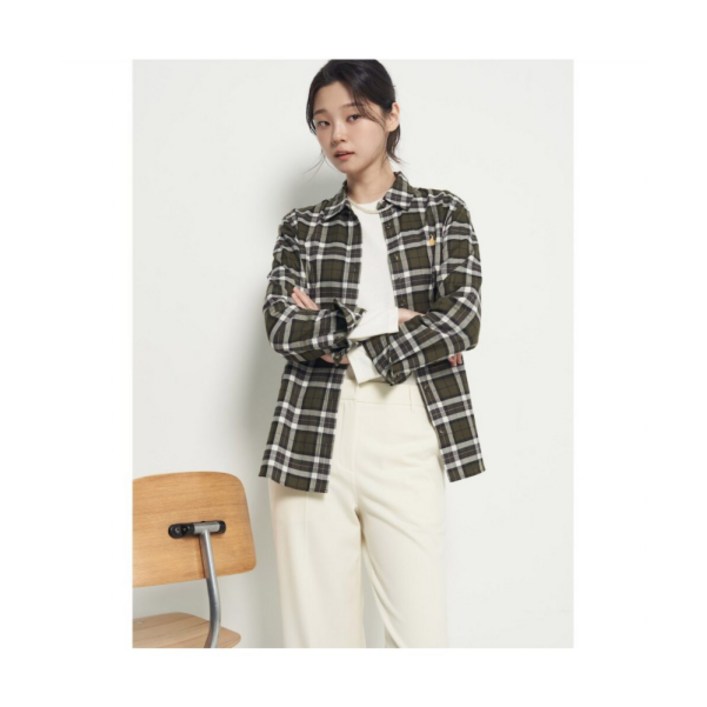 빈폴 BEANPOLE LADIES 기모 체크 레귤러핏 셔츠 카키 (BF5964C01H) BF5964C01H 196393