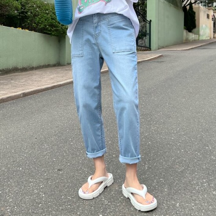[메이블루] 사각포켓 쿨 데님팬츠