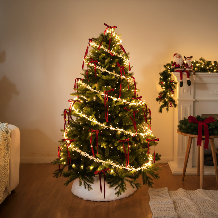 나비다드 핀란드 크리스마스 트리 풀세트 홈파티 LED, 그린