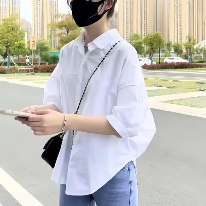 SUNALIFE 여성 여리핏 루즈 데일리 간절기 셔츠