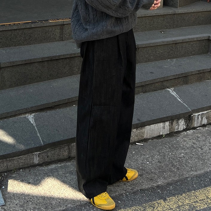 벌룬핏 생지 와이드 데님팬츠