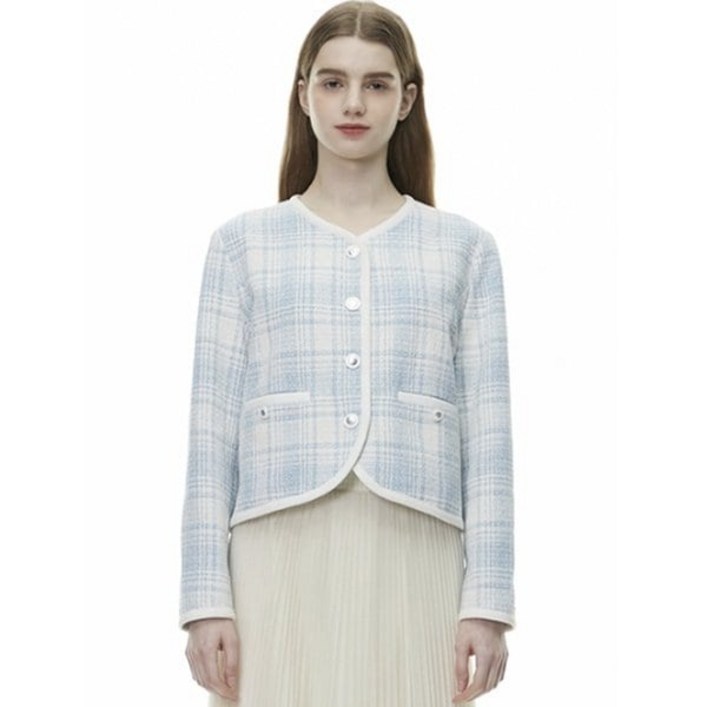 플라스틱아일랜드 트위드 체크 싱글 자켓 PQ2WJ361 196164