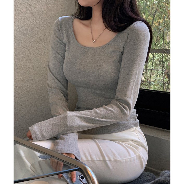 여성용 기본 티셔츠 베이직 무지 긴팔티 이너티 6color 7A8
