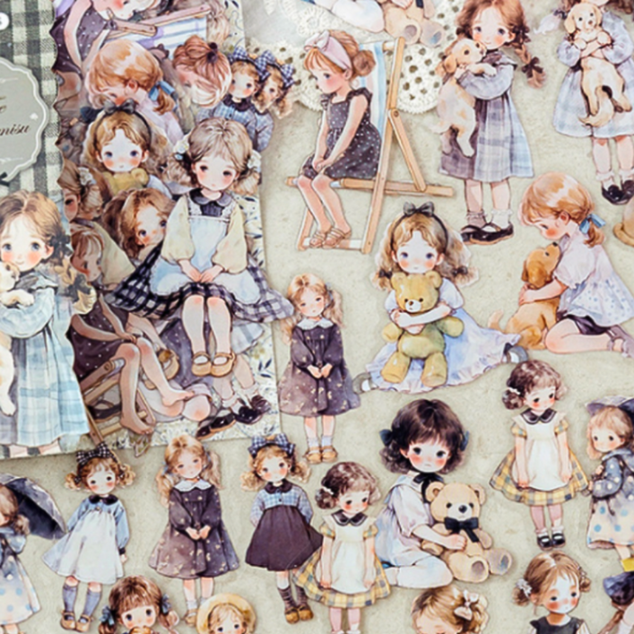 빈티지풍 다이어리꾸미기 소녀 감성 스티커 데코 다꾸 엽서 아트스티커 블랙아이