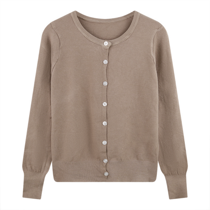 하바우 여성 루즈핏 베이직 라운드 니트가디건