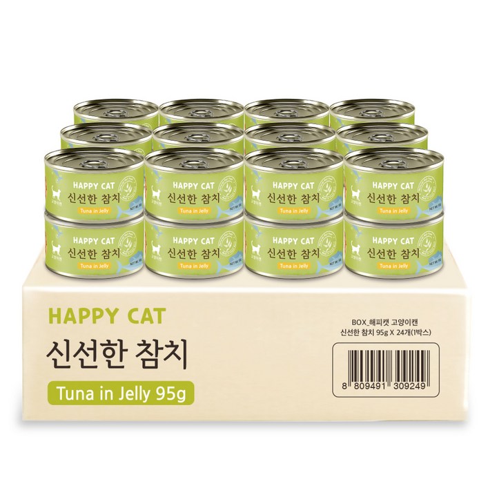굿데이 반려묘 영양간식 해피캣 고양이캔, 신선한 참치캔, 95g, 24개