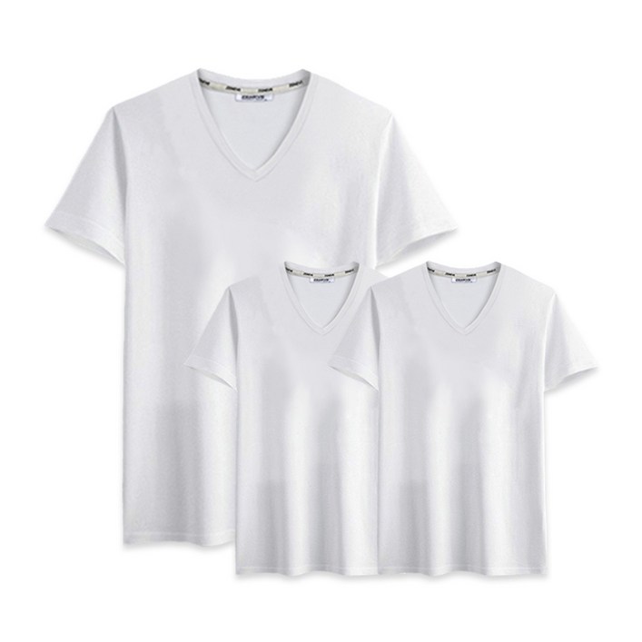 제네브 [1+1+1] 3장기획세트상품 / 국내생산 남여공용 면20수 S~3XL 반팔브이넥 3장세트