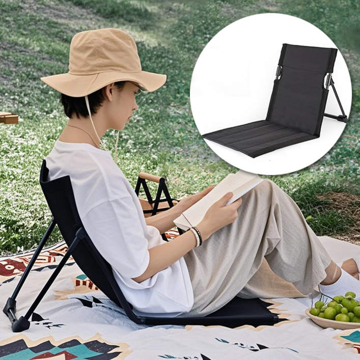 MOOZ 그라운드 체어 좌식 캠핑 의자 휴대용 접이식의자, 1개, 블랙
