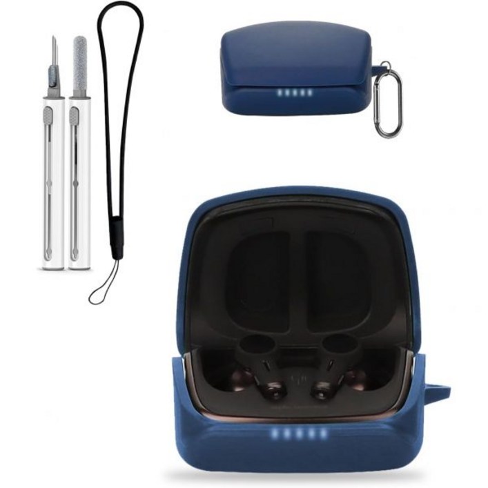 AudioTechnica ATHTWX9MK2 케이스 커버 보호 및 클리너 키트 KONXISA 소프트 실리콘 목걸이 열쇠고리 액세서리 방수 방진 충격 방지 파랑