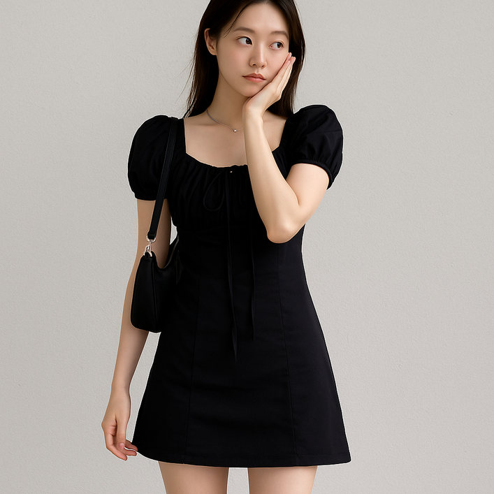 리파인미 여리핏 퍼프소매 셔링 린넨 스퀘어넥 미니원피스 리파인미 여리핏 퍼프소매 셔링 린넨 스퀘어넥 미니원피스