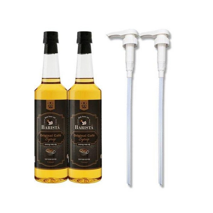 신세계몰바리스타 오리지널 커피시럽 750ml 2병  시럽펌프 2개