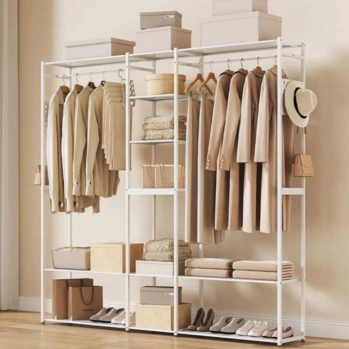 투에스리빙 철제 드레스룸 수납형 모던 시스템 옷장 행거, 화이트